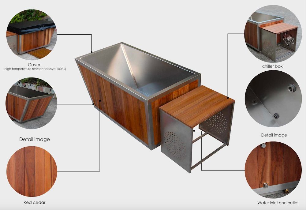 Ice Bath USA Red Cedar Steel Ice Bath with Water Cooling Chiller