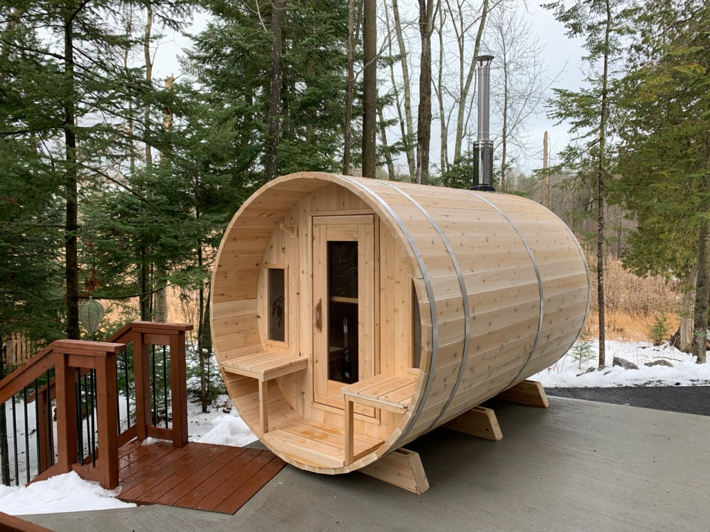 Canadian Timber CT Serenity Barrel Sauna with Windows | Premium Canadian Cedar Outdoor Sauna