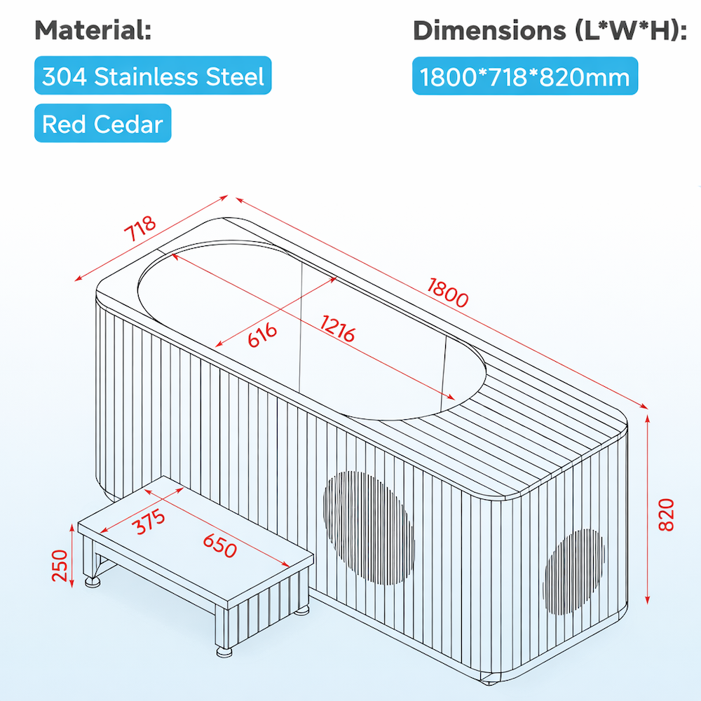 Ice Bath USA Cedar All-In-One Cold Plunge with Integrated Water Chiller