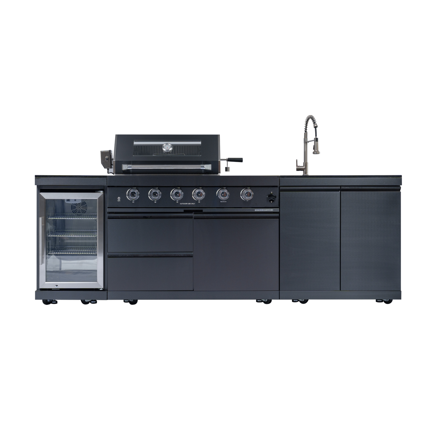 NG 104" 4-Burner 72,000 BTU Black Outdoor Kitchen Island Grill Rotisserie