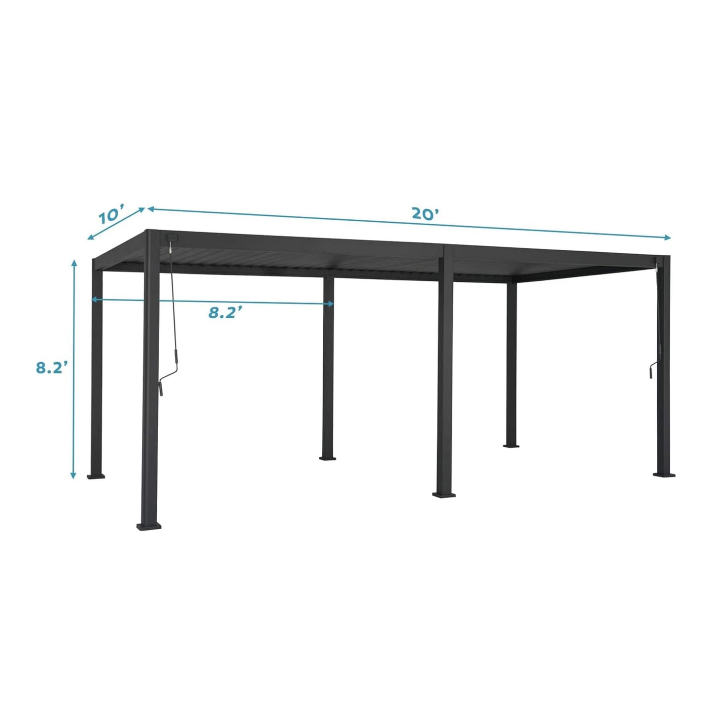 [10X20FT] Alora Modern Outdoor Adjustable Charcoal Louvered Pergola With Screens And Built-In Drainage (SAK64973)