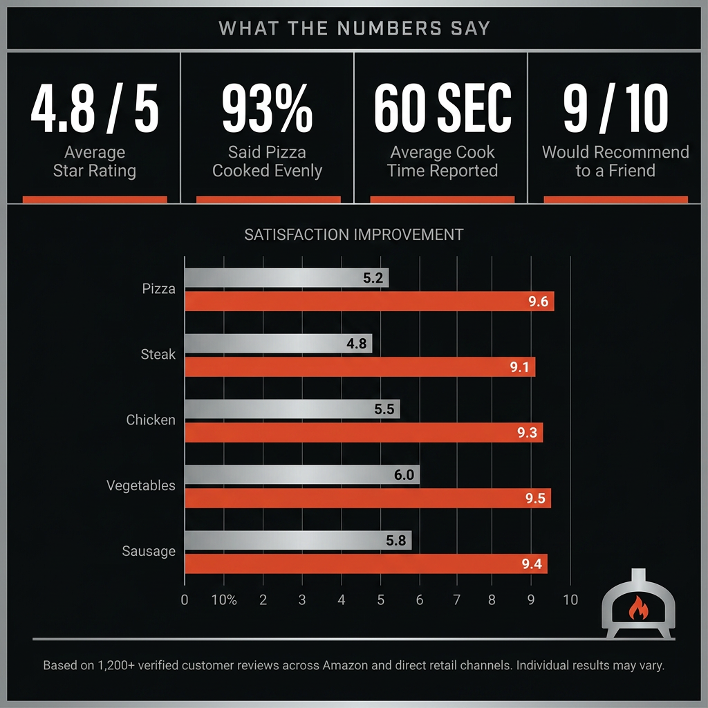 16 In. Propane Pizza Oven, Outdoor Pizza Oven in Black, with Rotating Pizza Stone — Results & Stats