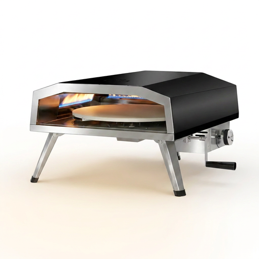 16 In. Propane Pizza Oven, Outdoor Pizza Oven in Black, with Rotating Pizza Stone — Studio Shot