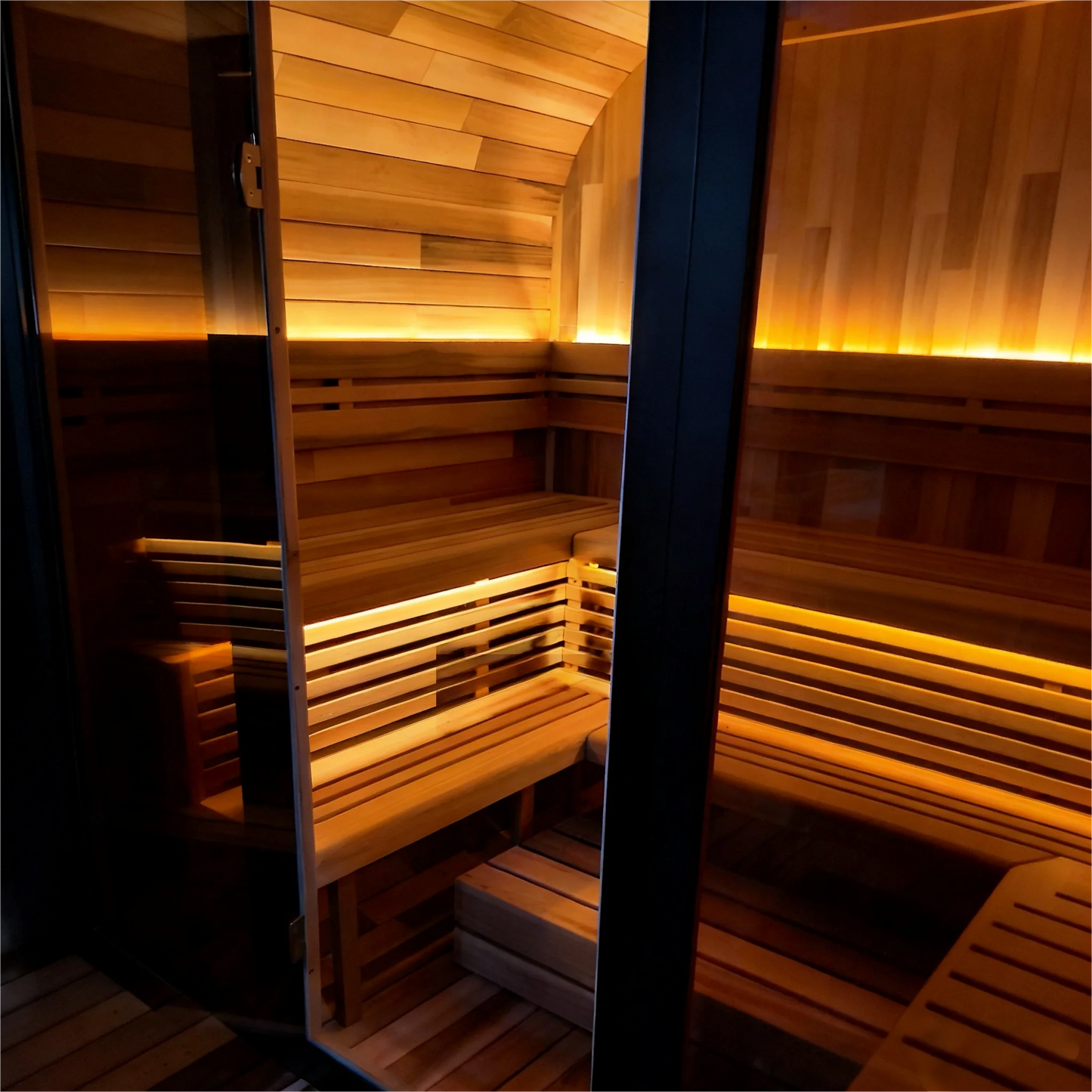 Helius Premium Patchwork Red Cedar Outdoor Sauna | 4–6 Person