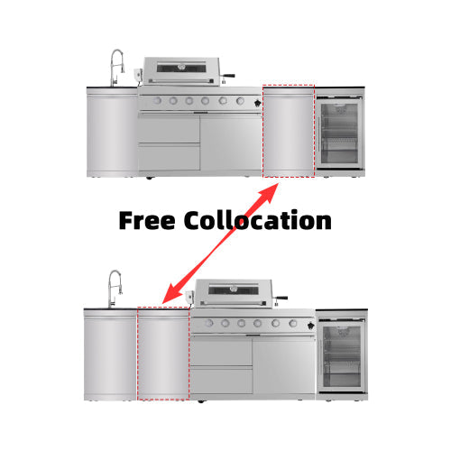 101" 6-Burner 85,000 BTU Outdoor Kitchen Island Grill with Storage Cabinets & Drawers