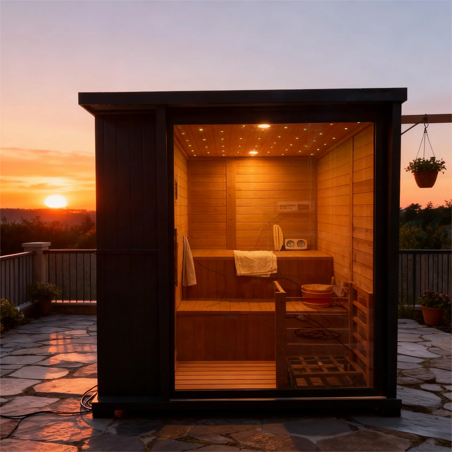 Helius Luxury Outdoor Square Sauna | 4 Person