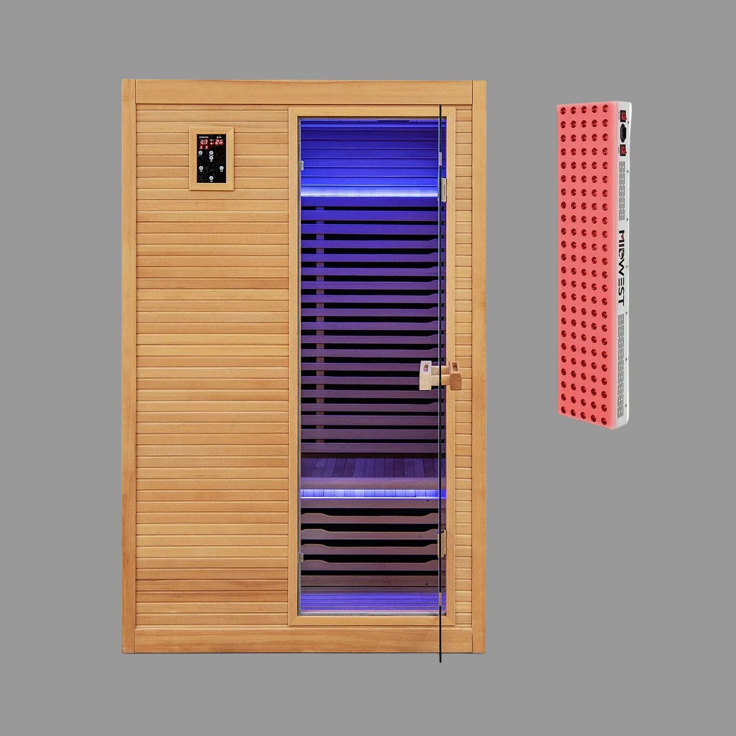 2024 New 2 People Far Infrared Wooden Sauna Room with Free Red Light Therapy for Home