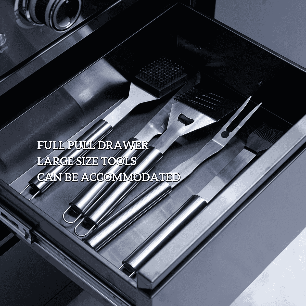 115" 6-Burner 85,000 Black Outdoor Kitchen Island Grill Rotisserie kit