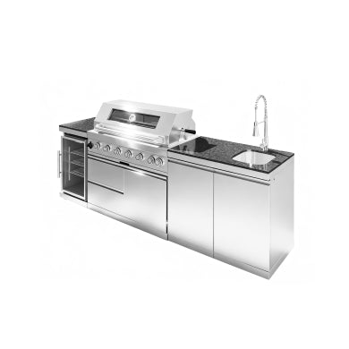 101" 6-Burner 85,000 BTU Outdoor Kitchen Island Grill with Storage Cabinets & Drawers
