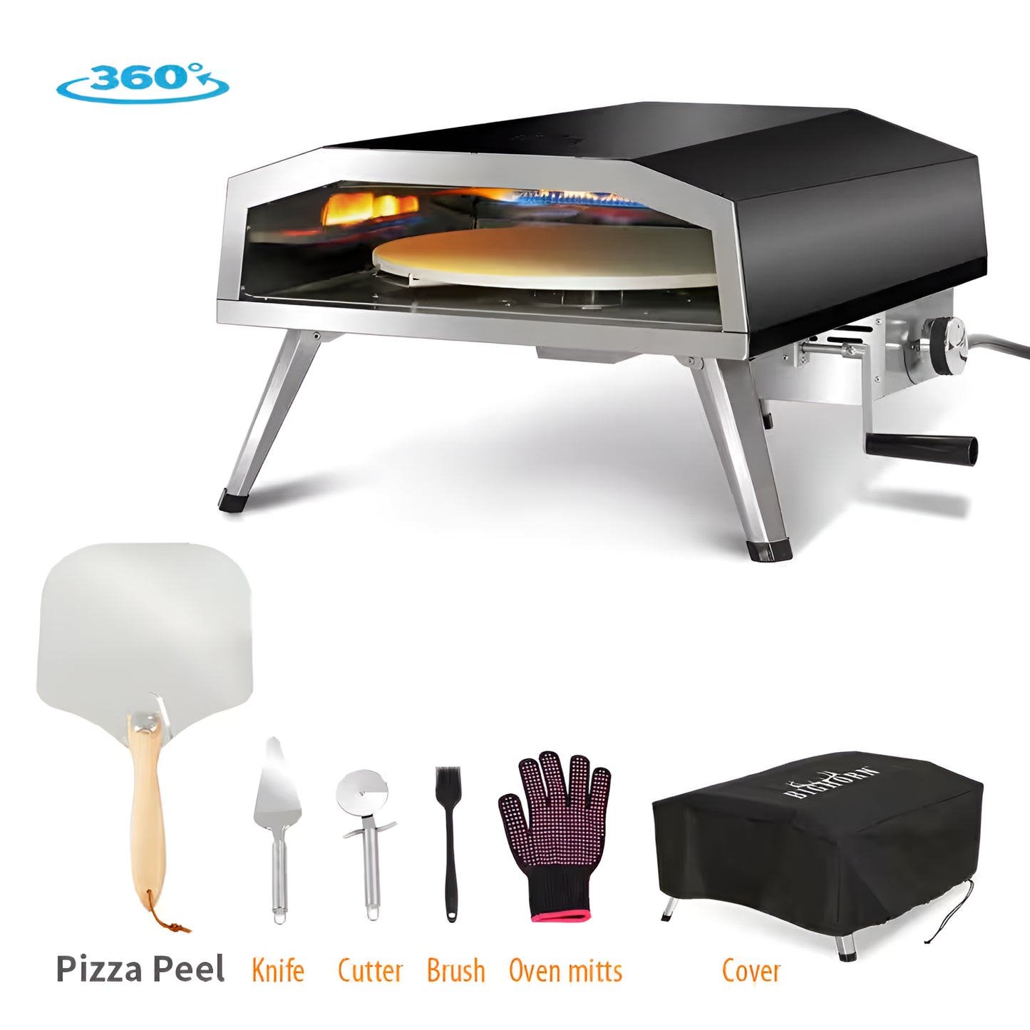Propane Pizza Oven Built for Restaurant-Quality Results, 19,100 BTU Burner, Rotating Stone, 16-Inch Size