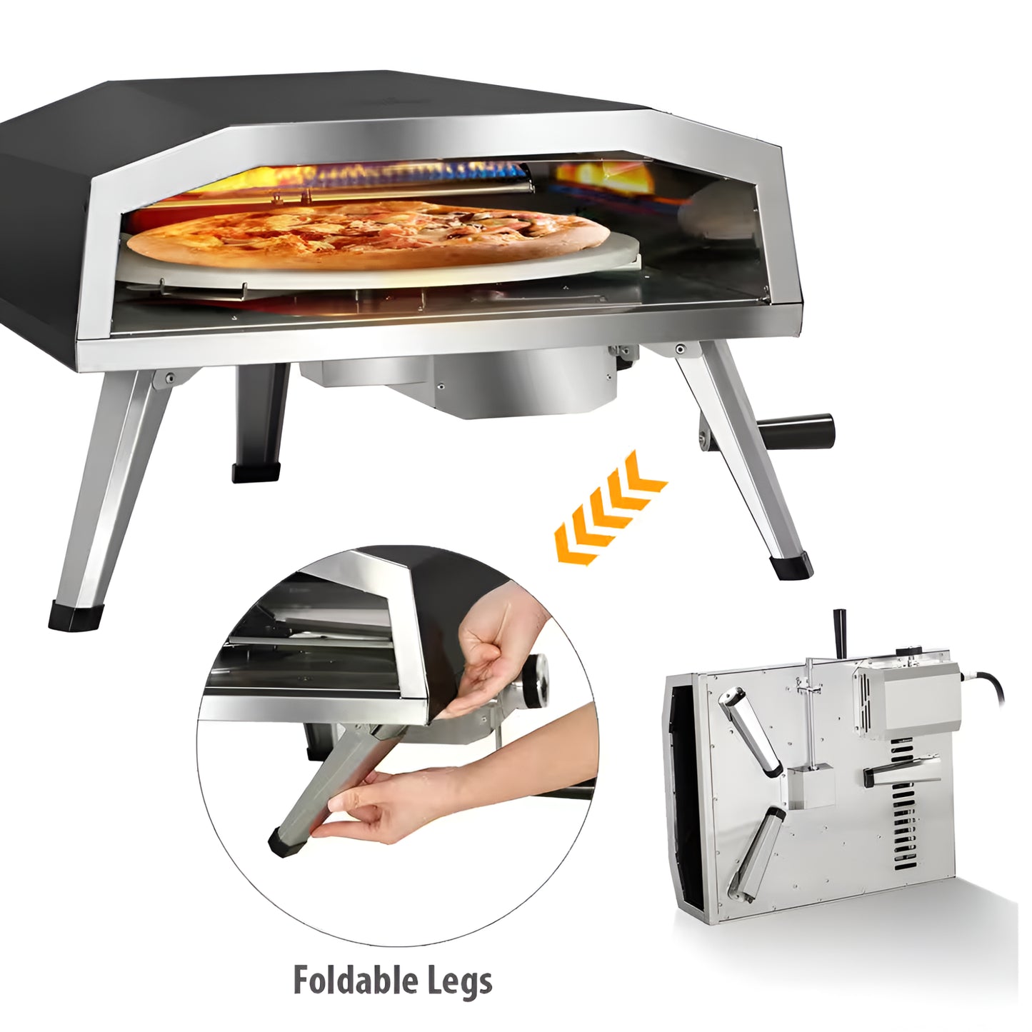 Propane Pizza Oven Built for Restaurant-Quality Results, 19,100 BTU Burner, Rotating Stone, 16-Inch Size