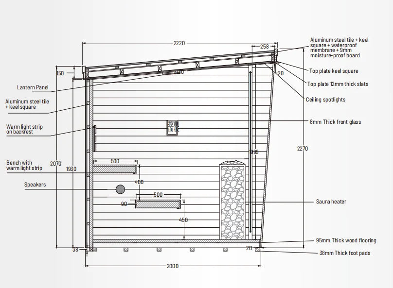 Helius Modern Cube Outdoor Traditional Sauna | 4–6 Perso