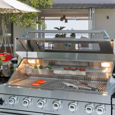 101" 6-Burner 85,000 BTU Outdoor Kitchen Island Grill with Storage Cabinets & Drawers