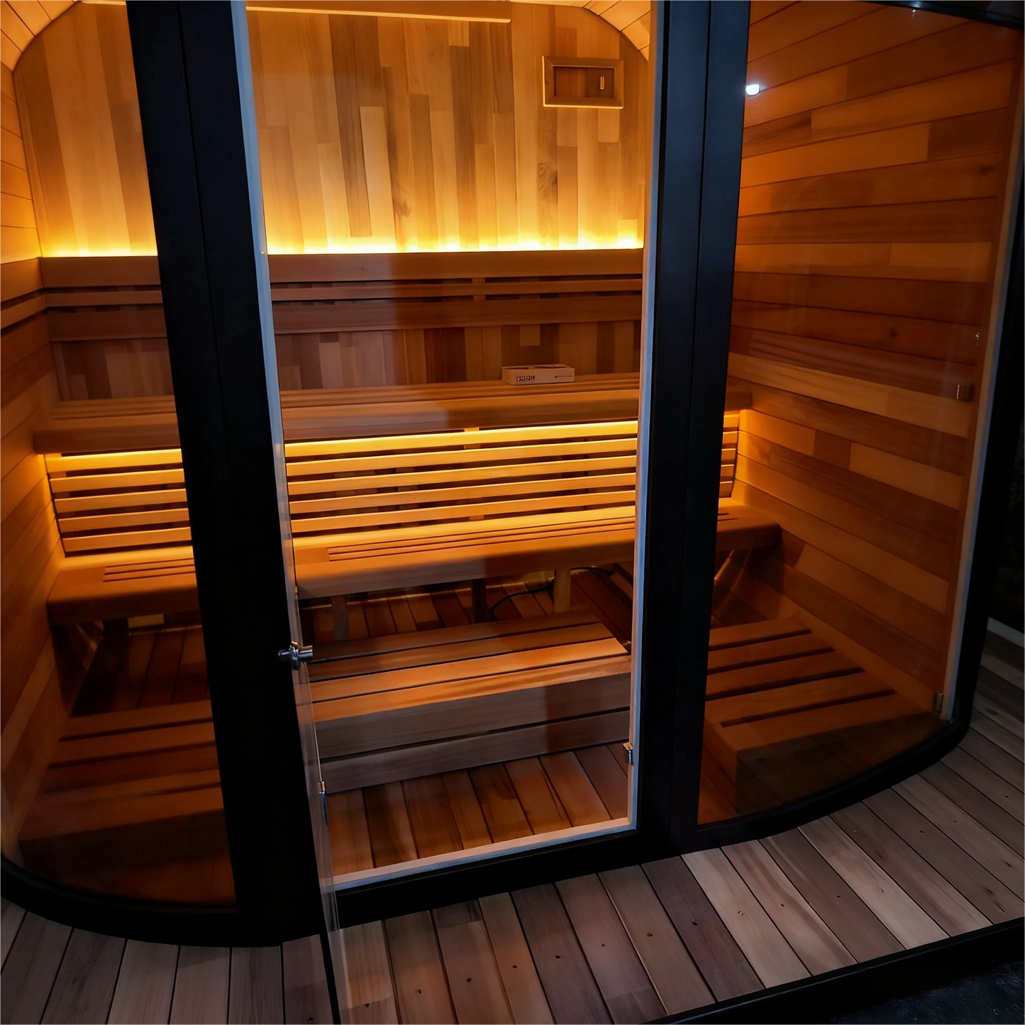 Helius Premium Patchwork Red Cedar Outdoor Sauna | 4–6 Person