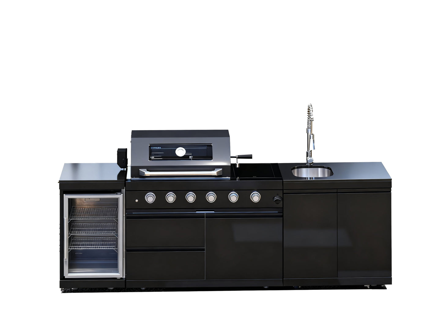 NG 104" 4-Burner 72,000 BTU Black Outdoor Kitchen Island Grill Rotisserie