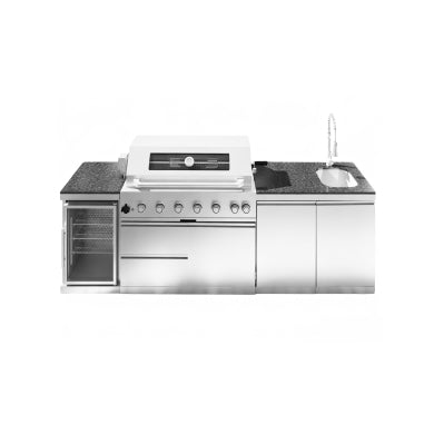 101" 6-Burner 85,000 BTU Outdoor Kitchen Island Grill with Storage Cabinets & Drawers