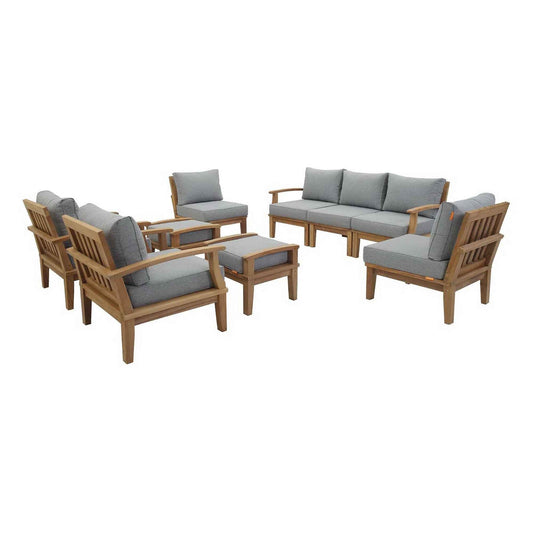 Patio Elegance Marina 9-Piece Outdoor Teak Lounge Set