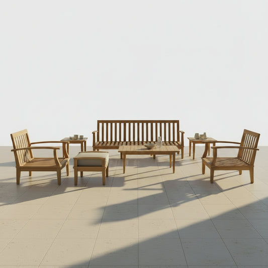 Marina 10-Piece Teak Outdoor Patio Set - Grey Finish by Patio Elegance