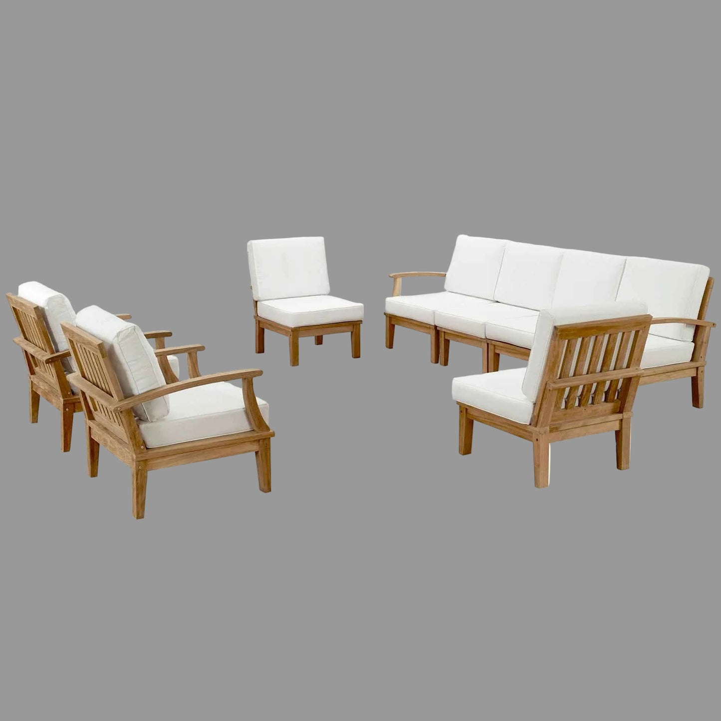 Patio Teak Sectional Set - Patio Elegance Marina 8-Piece Outdoor Teak Sectional Set by Modway