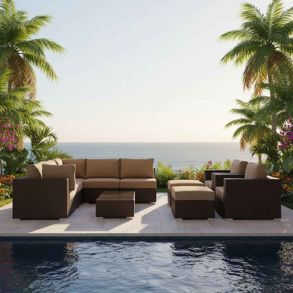 Patio Elegance Outdoor Sectional Set - 10-Piece Convene Lounge Set by Modway