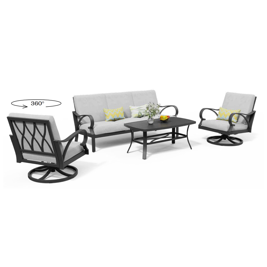 Puget 4-Piece Aluminum Living Room Set With Swivel Chairs