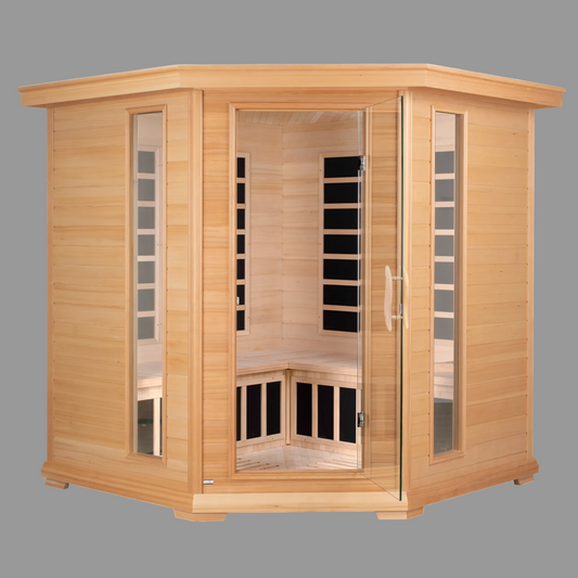 Blisspod, Vienna, Corner Spacious Far Infrared Sauna Canadian Hemlock Ultra Low EMF, 12 Heaters, 4-5 Persons