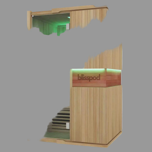 Blisspod | Milano | Full Spectrum Sauna | Canadian Hemlock Wood | Ultra Low EMF | 5 Far Infrared & 1 Red Glass Heater | Chromotherapy | Upto 2 Person