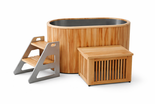 Ice Bath USA Oval Cedar Ice Bath with Water Cooling Chiller