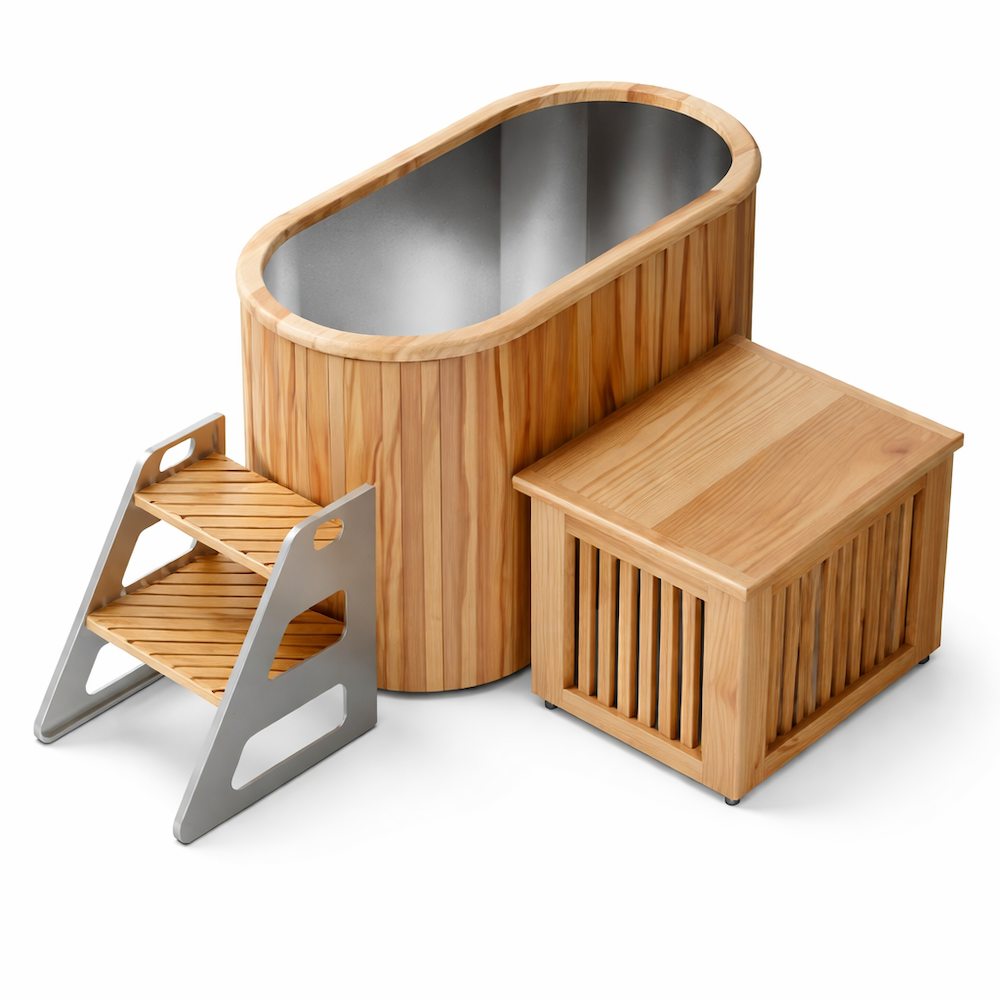 Ice Bath USA Oval Cedar Ice Bath with Optional Water Cooling Chiller