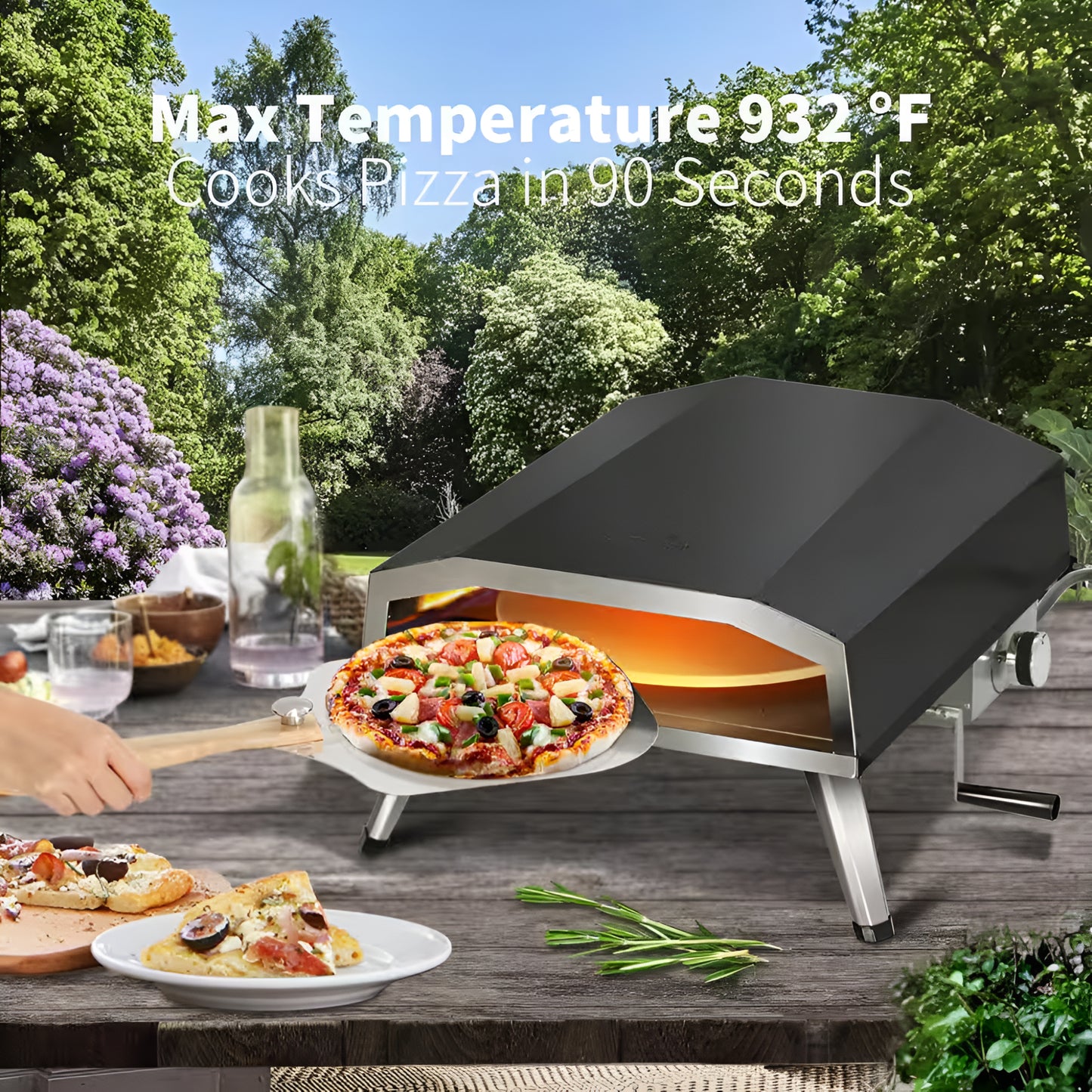 Propane Pizza Oven Built for Restaurant-Quality Results, 19,100 BTU Burner, Rotating Stone, 16-Inch Size