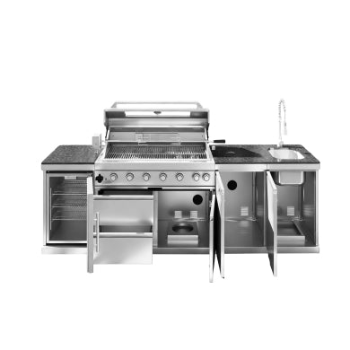 101" 6-Burner 85,000 BTU Outdoor Kitchen Island Grill with Storage Cabinets & Drawers
