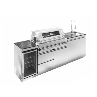 101" 6-Burner 85,000 BTU Outdoor Kitchen Island Grill with Storage Cabinets & Drawers