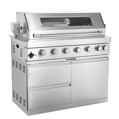 101" 6-Burner 85,000 BTU Outdoor Kitchen Island Grill with Storage Cabinets & Drawers