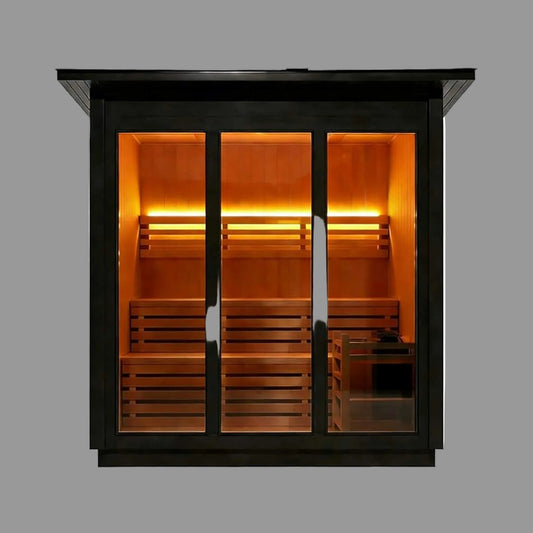 Custom 6-Person Luxury Canadian Red Cedar Outdoor Steam Sauna With Heater And Stones [Made-To-Order] (SAK78615)
