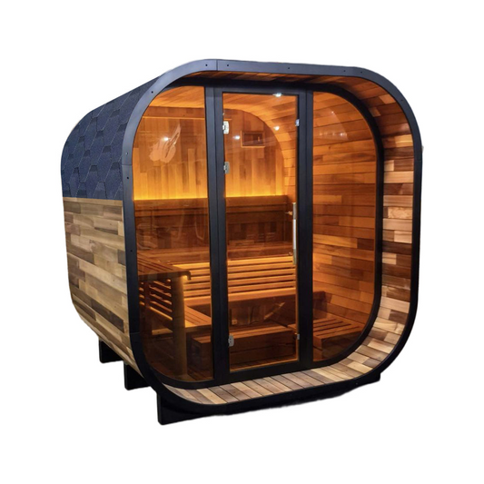 Helius Premium Patchwork Red Cedar Outdoor Sauna | 4–6 Person