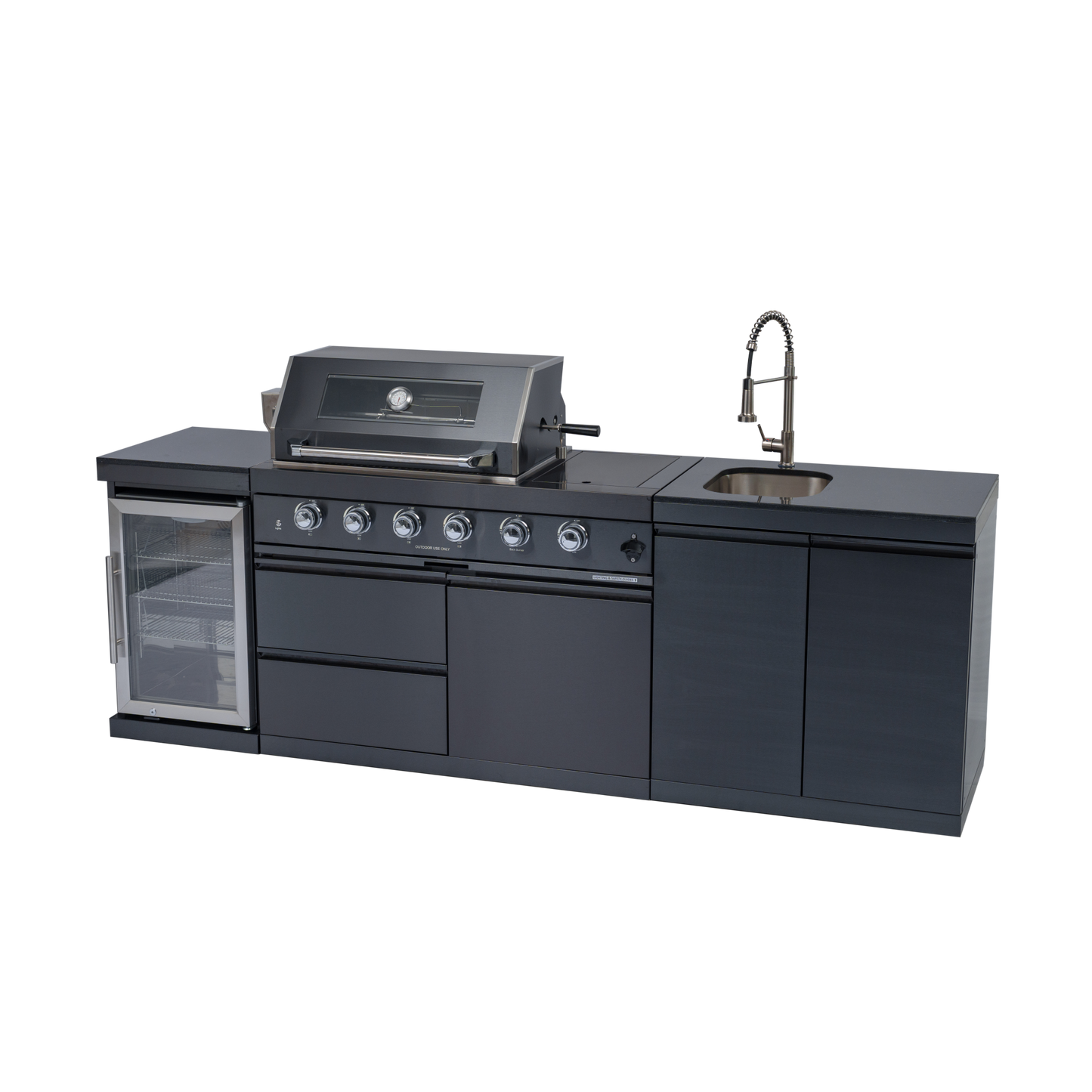 NG 104" 4-Burner 72,000 BTU Black Outdoor Kitchen Island Grill Rotisserie