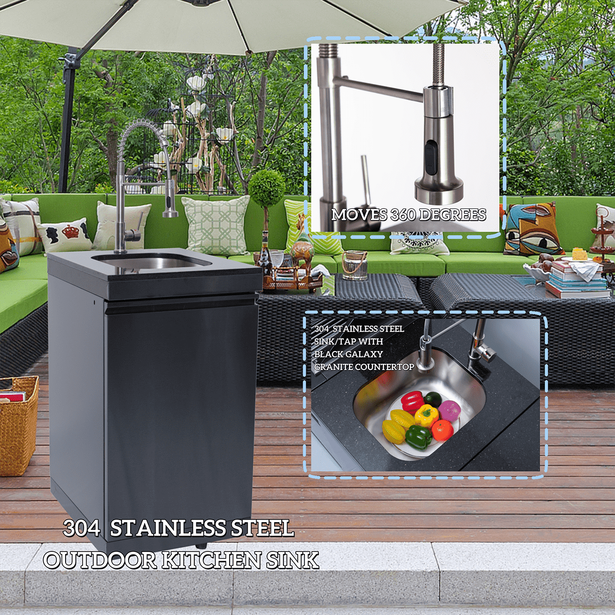 NG 104" 4-Burner 72,000 BTU Black Outdoor Kitchen Island Grill + Rotisserie Kit