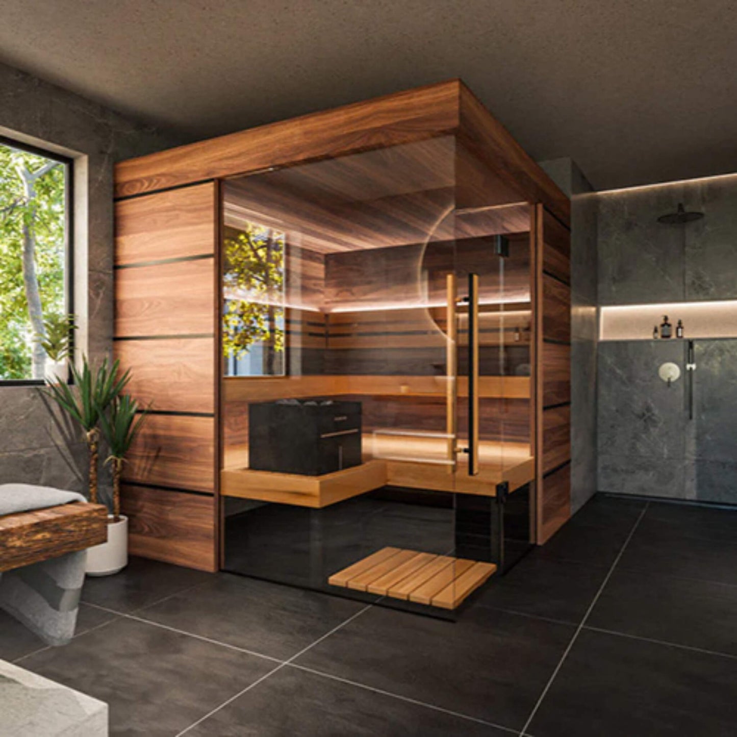 ThermaSol Astra 4-Person Indoor Sauna- Flame and Slate